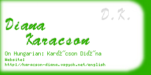 diana karacson business card